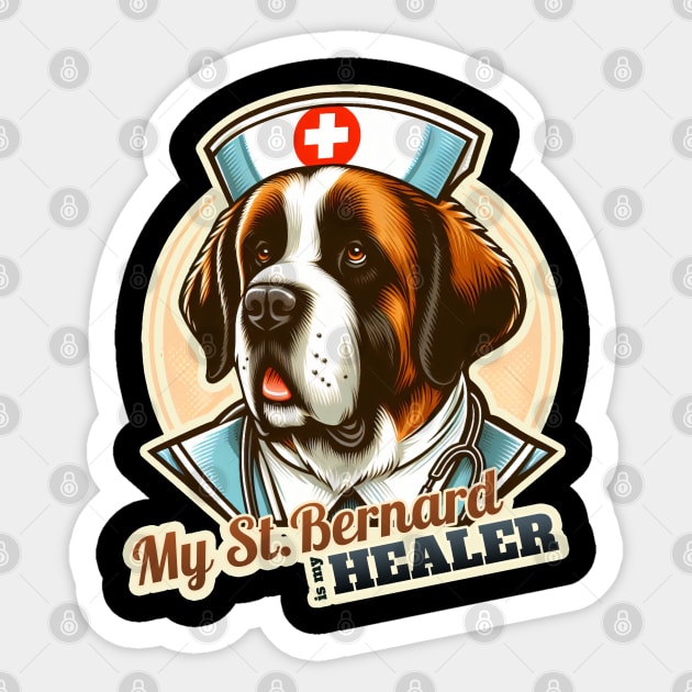 Doctor St. Bernard Sticker by k9-tee